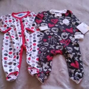 Burt's Bees Red and Duck Duck Goose Footed Sleepers  Lot